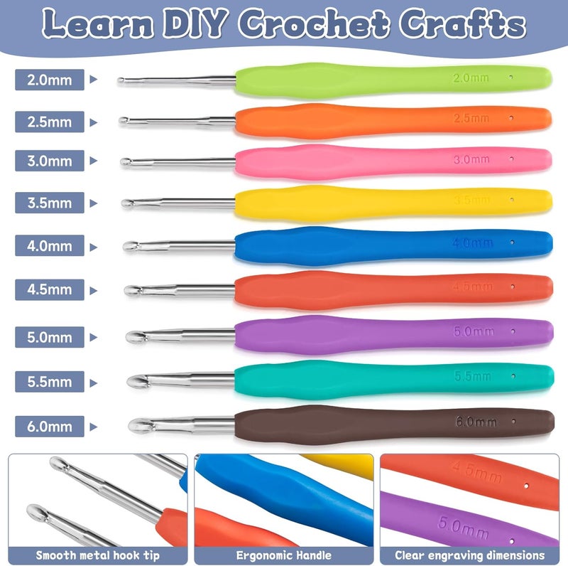GMAK Crochet Kit for Beginners Adults, 59 PCS Crocheting Sets Include Yarn, Hooks and Tools, Portable Crochet Starter Kit for Making Variety Projects Crocheting Supplies, Navy Plume - Image 4
